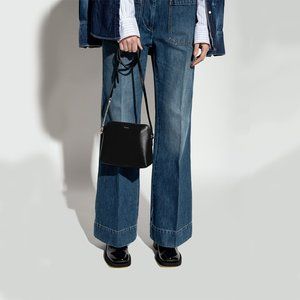 FURLA Boheme Black Mini Crossbody Saffiano Leather with Gold Chain